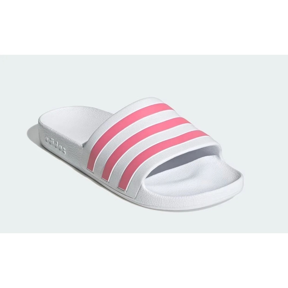 adidas women Adilette Aqua Slides Cloud White/Rose Tone Womens Size 7 NEW
